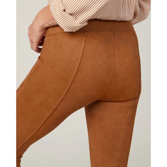 NWT Spanx Women’s Soft Stretch Faux Suede Pull On Leggings Size XS Brown Comfort - Picture 3 of 8